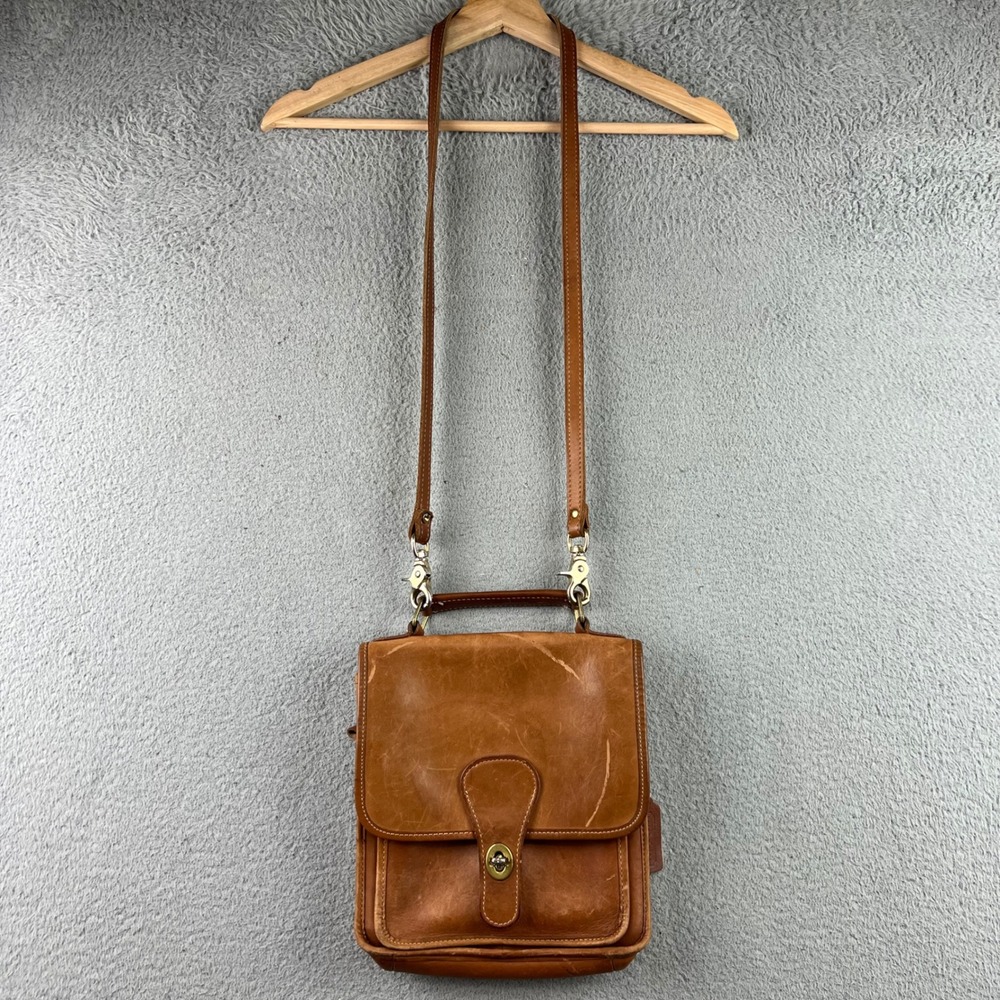 Vintage Coach British Tan Leather Crossbody Bag Turnlock Flap 9927 Willis style
